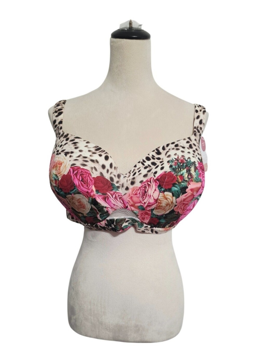 Cacique Bra 44DDD NWT Lightly Lined Balconette Floral Leopard Animal Print NEW